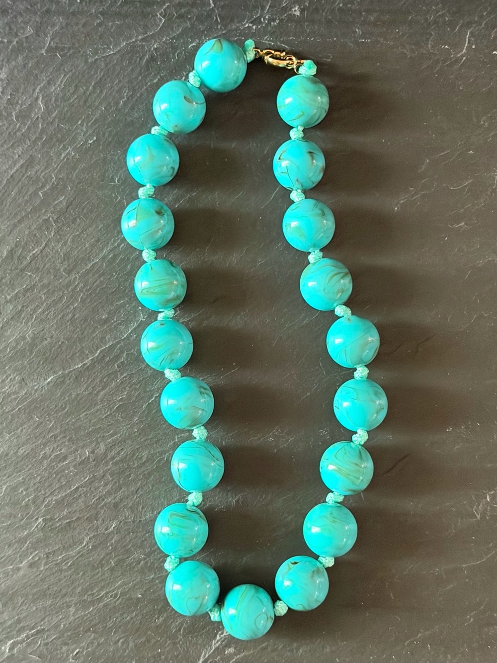 New Turquoise Marbled Chunky Beaded Necklace